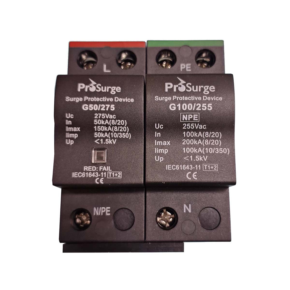 Thiết bị cắt sét lan truyền 1 pha 150kA Prosurge, G50/275-S+G100/255NPE